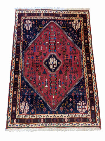 143 x 100 cm Qashqai Tribal Blue Rug - Rugoutlet