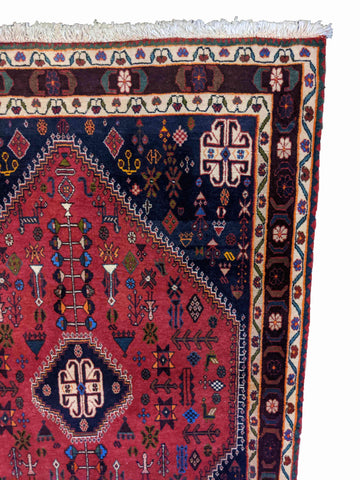 143 x 100 cm Qashqai Tribal Blue Rug - Rugoutlet