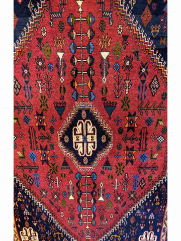 143 x 100 cm Qashqai Tribal Blue Rug - Rugoutlet