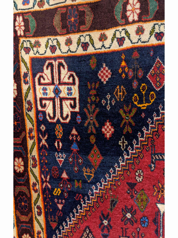 143 x 100 cm Qashqai Tribal Blue Rug - Rugoutlet