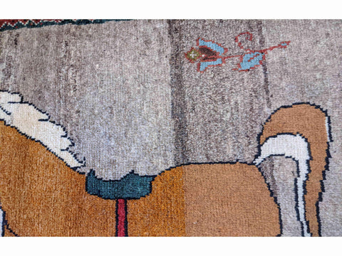 143 x 101 cm Nomadic Qashqai Tribal Yellow Horse Rug - Rugoutlet