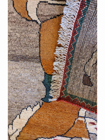 143 x 101 cm Nomadic Qashqai Tribal Yellow Horse Rug - Rugoutlet