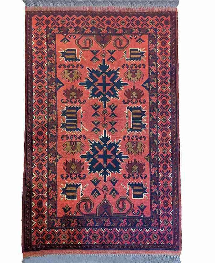 143 x 95 cm Afghan Khan Tribal Orange Rug - Rugoutlet