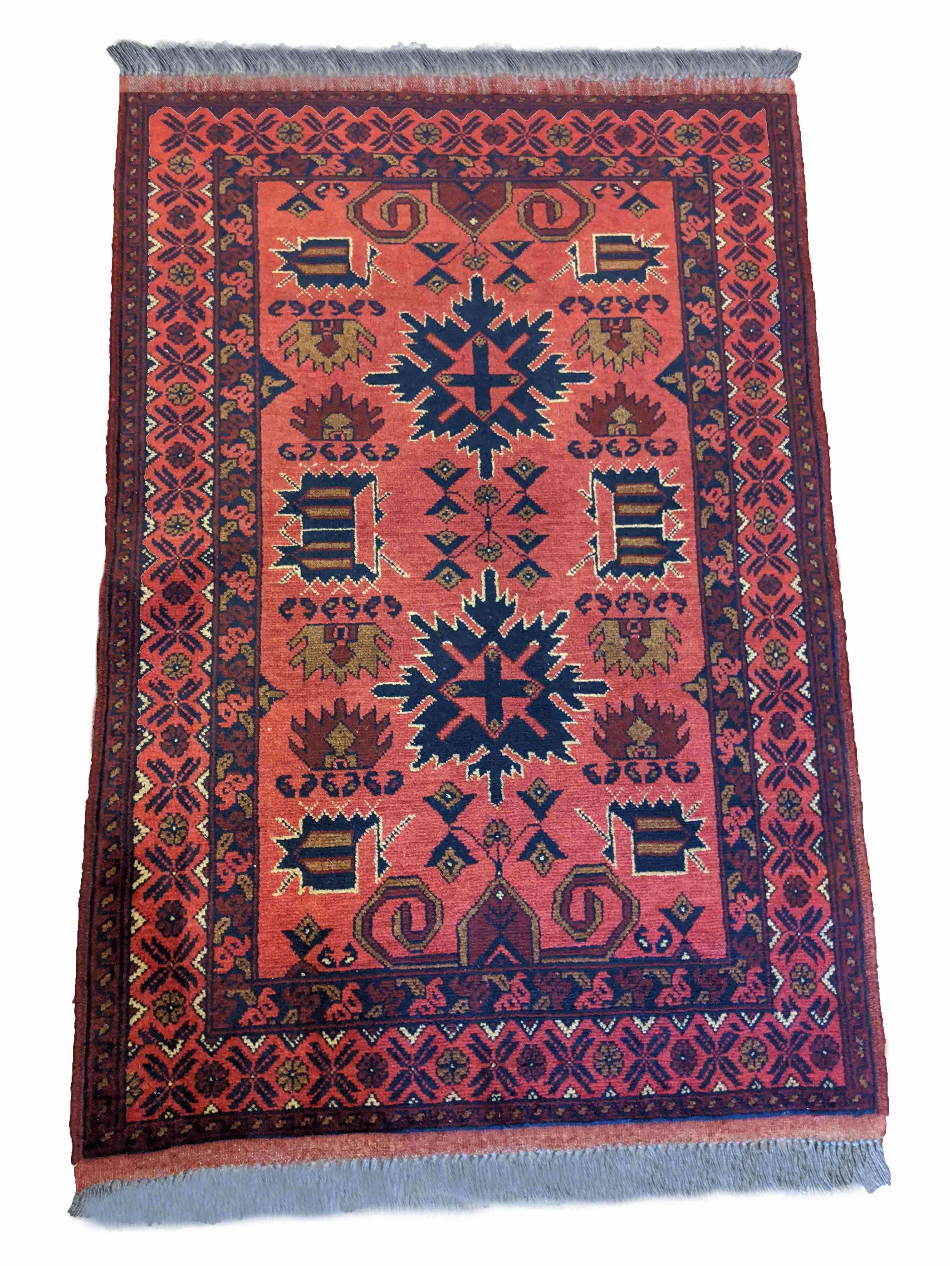 143 x 95 cm Afghan Khan Tribal Orange Rug - Rugoutlet