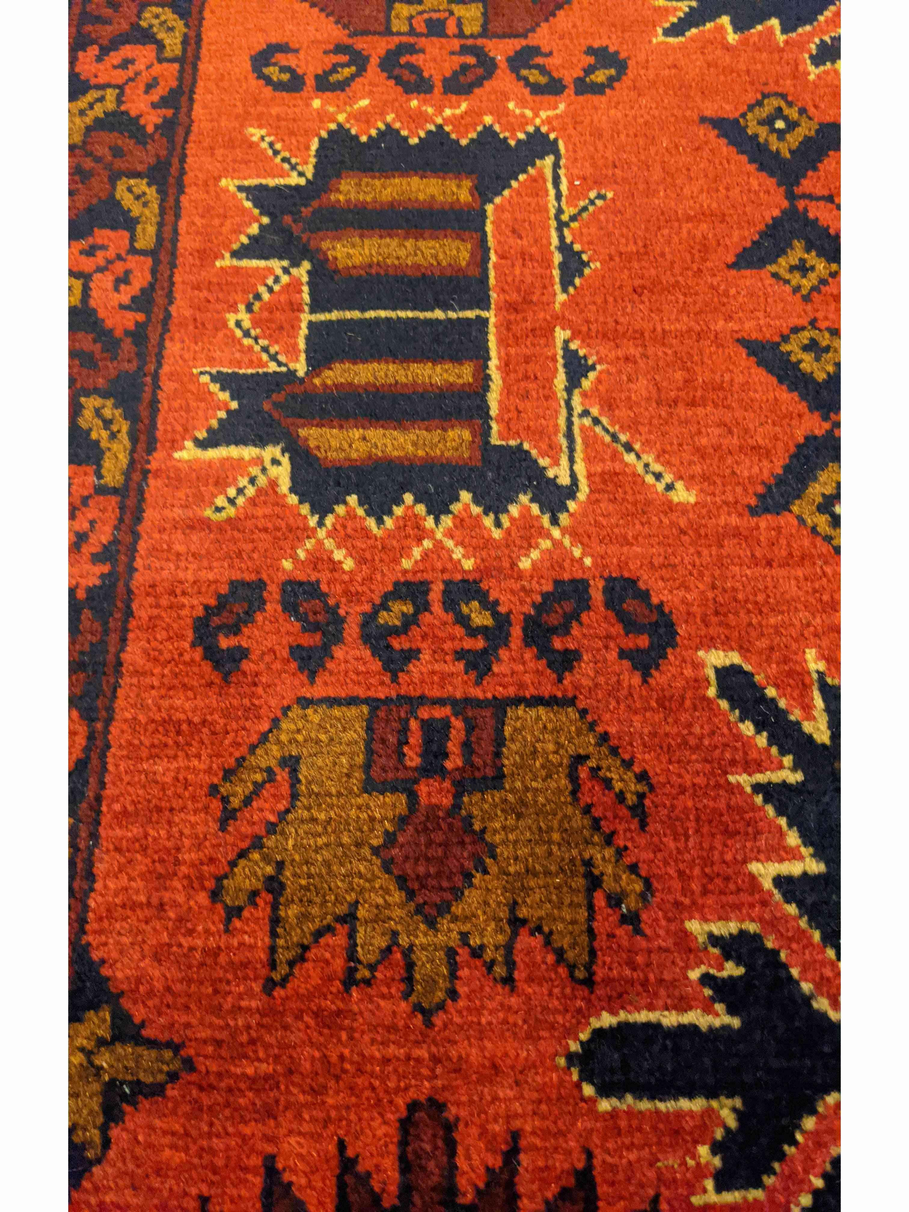 143 x 95 cm Afghan Khan Tribal Orange Rug - Rugoutlet