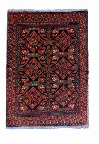 144 x 100 cm Afghan Khan Mohammadi Tribal Red Rug - Rugoutlet