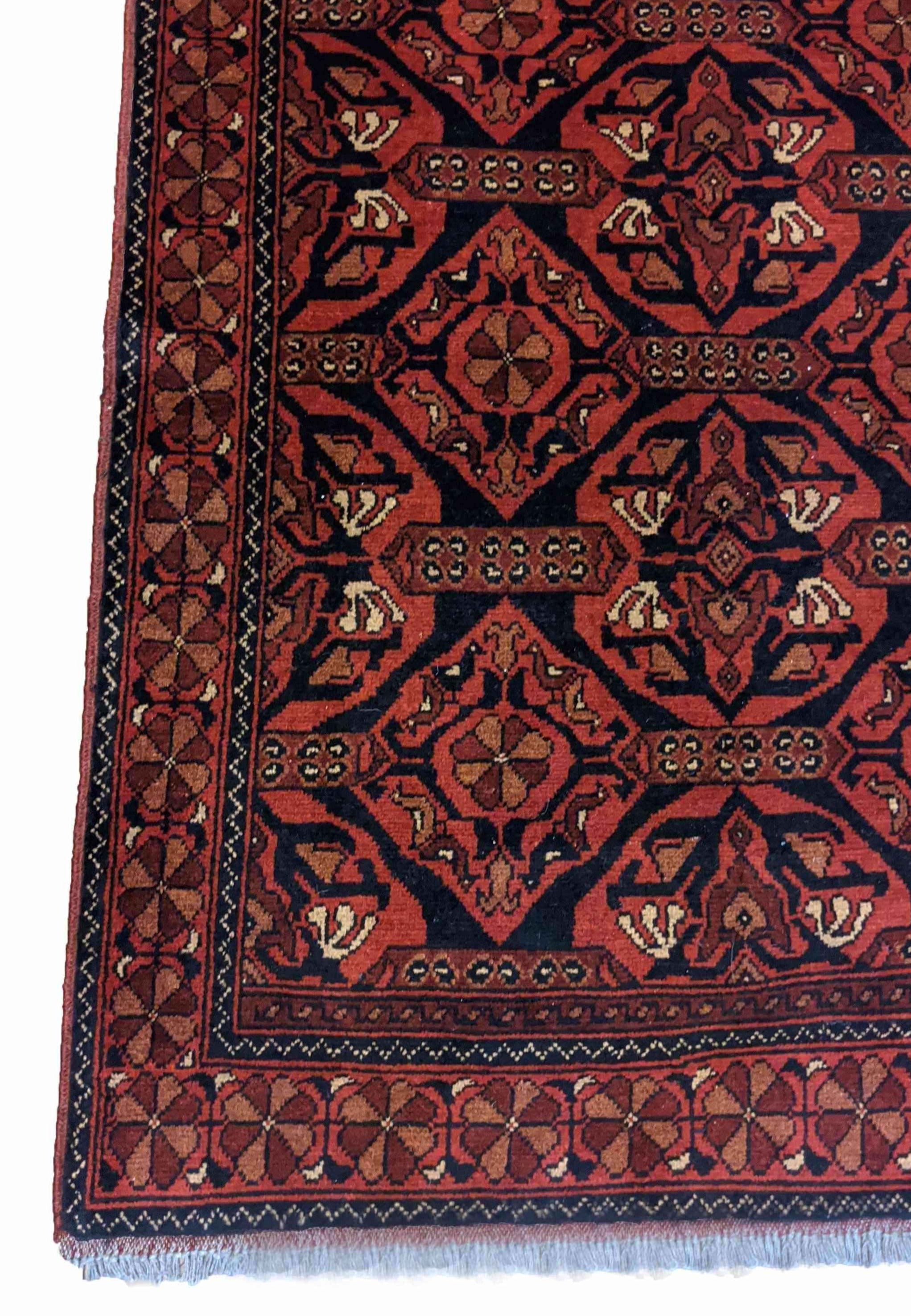 144 x 100 cm Afghan Khan Mohammadi Tribal Red Rug - Rugmaster