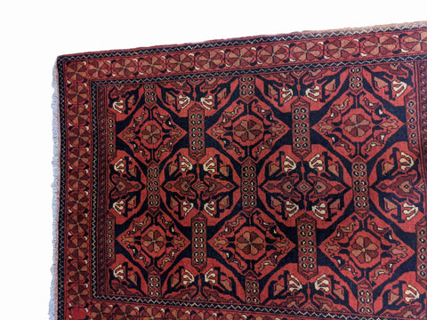 144 x 100 cm Afghan Khan Mohammadi Tribal Red Rug - Rugoutlet