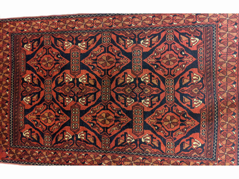 144 x 100 cm Afghan Khan Mohammadi Tribal Red Rug - Rugoutlet