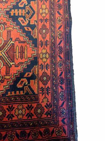 144 x 102 cm Afghan Khan mohammadi Tribal Orange Rug - Rugoutlet