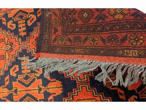 144 x 102 cm Afghan Khan mohammadi Tribal Orange Rug - Rugoutlet