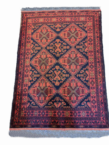 144 x 102 cm Afghan Khan mohammadi Tribal Orange Rug - Rugoutlet