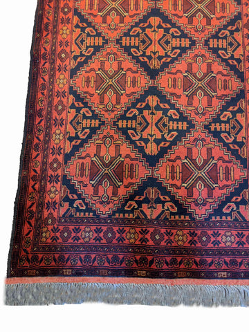 144 x 102 cm Afghan Khan mohammadi Tribal Orange Rug - Rugoutlet