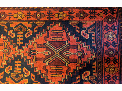 144 x 102 cm Afghan Khan mohammadi Tribal Orange Rug - Rugoutlet