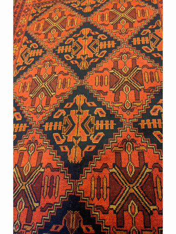 144 x 102 cm Afghan Khan mohammadi Tribal Orange Rug - Rugoutlet