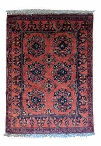 145 x 100 cm Afghan Khan Tribal Brown Rug - Rugoutlet