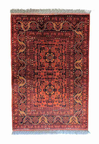 145 x 103 cm Afghan Khan Tribal Red Rug - Rugoutlet