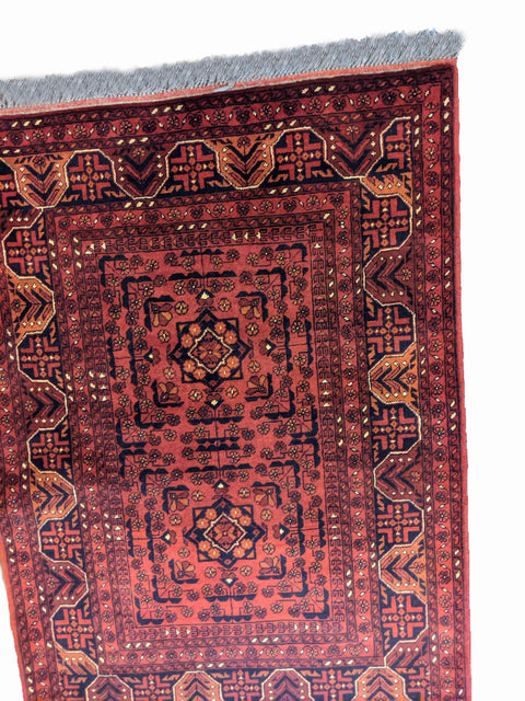 145 x 103 cm Afghan Khan Tribal Red Rug - Rugoutlet