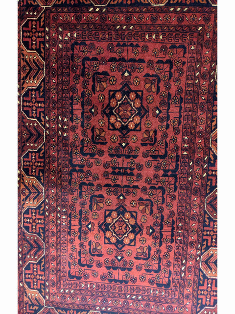 145 x 103 cm Afghan Khan Tribal Red Rug - Rugoutlet