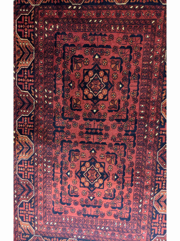 145 x 103 cm Afghan Khan Tribal Red Rug - Rugoutlet