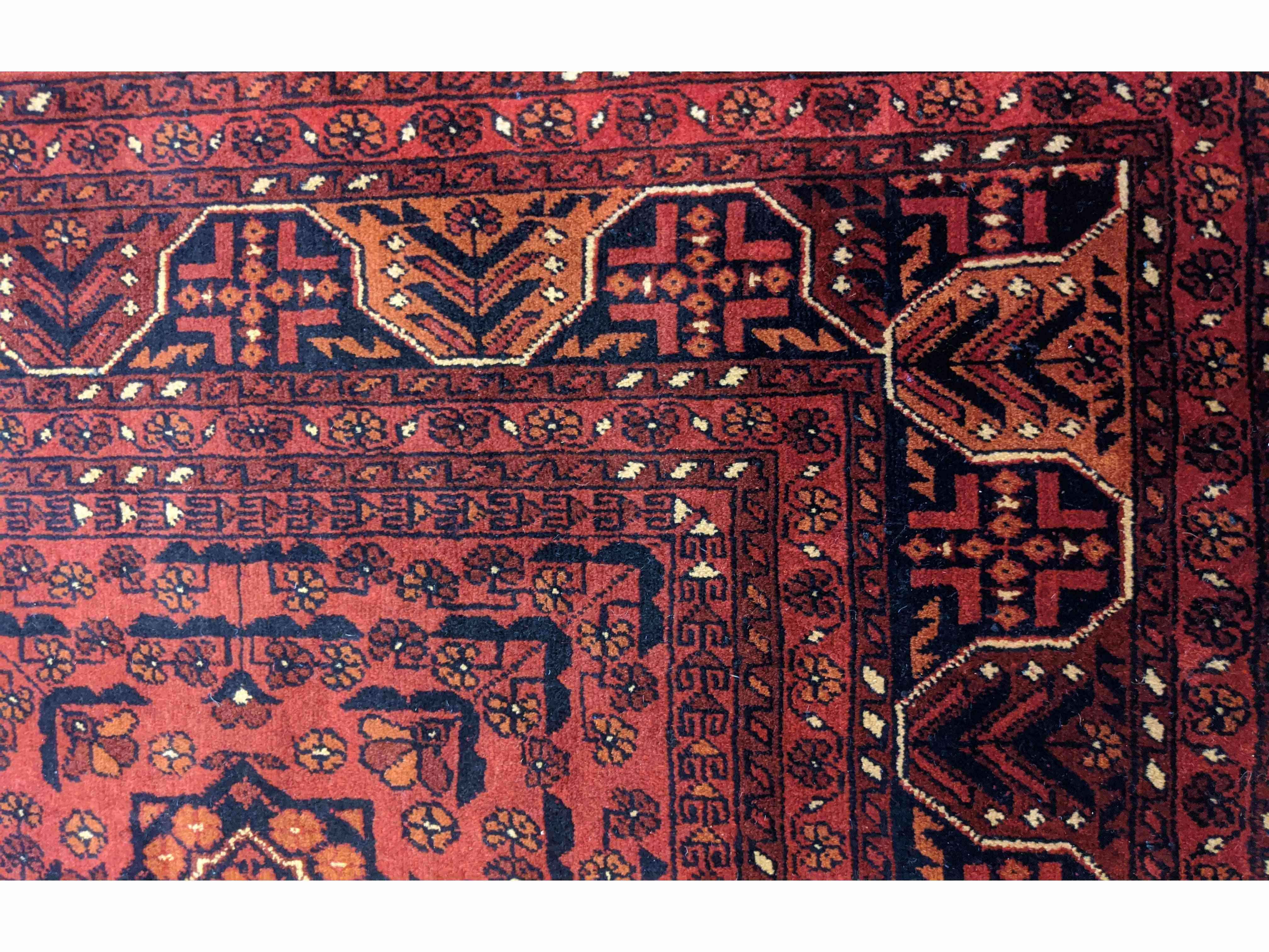 145 x 103 cm Afghan Khan Tribal Red Rug - Rugoutlet