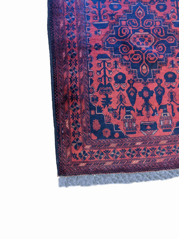 145 x 105 cm Afghan Khan Tribal Red Small Rug - Rugoutlet
