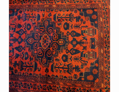 145 x 105 cm Afghan Khan Tribal Red Small Rug - Rugoutlet