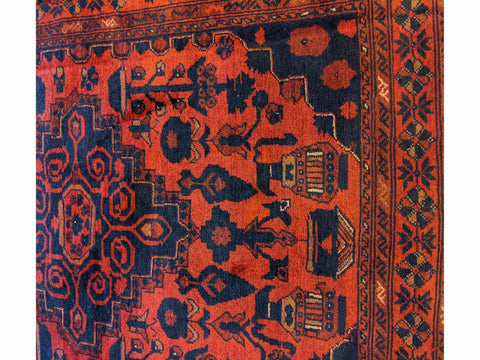 145 x 105 cm Afghan Khan Tribal Red Small Rug - Rugoutlet