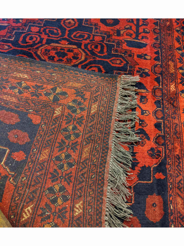 145 x 105 cm Afghan Khan Tribal Red Small Rug - Rugoutlet