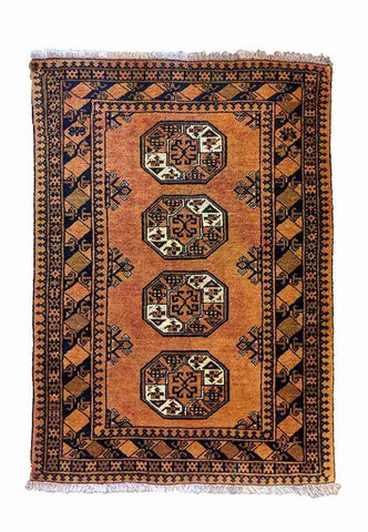 145 x 170 cm Golden Afghan Tribal Orange Rug - Rugoutlet