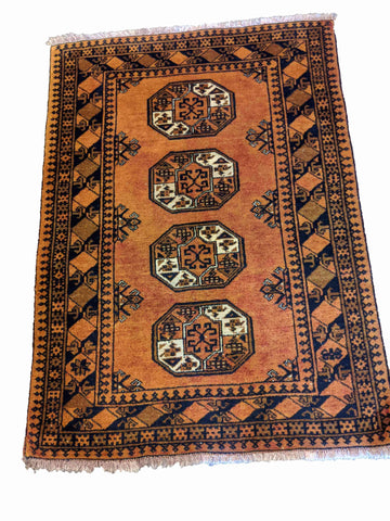 145 x 170 cm Golden Afghan Tribal Orange Rug - Rugoutlet