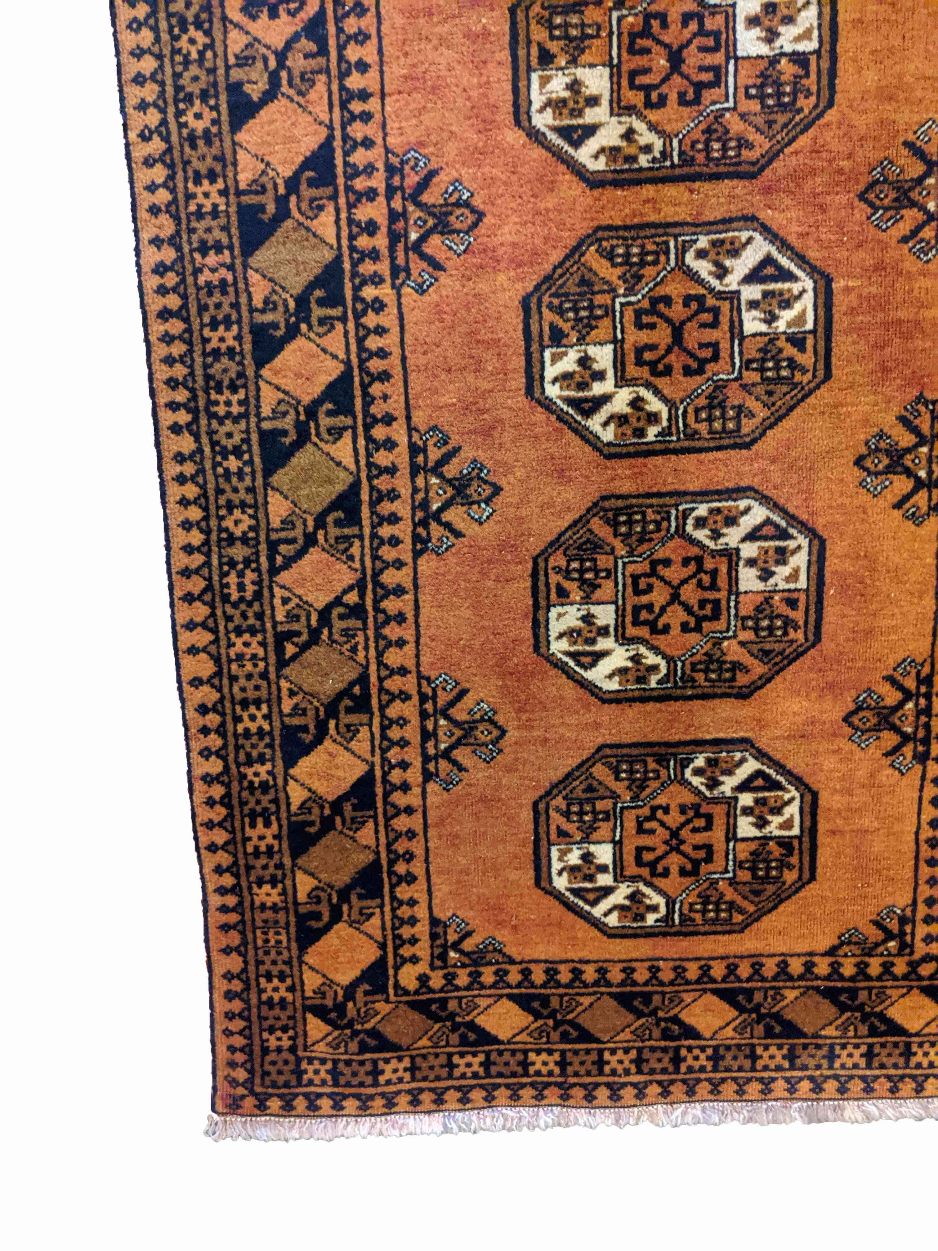 145 x 170 cm Golden Afghan Tribal Orange Rug - Rugmaster
