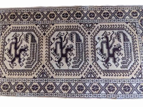 145 x 80 cm Golden Afghan White Rug - Rugoutlet