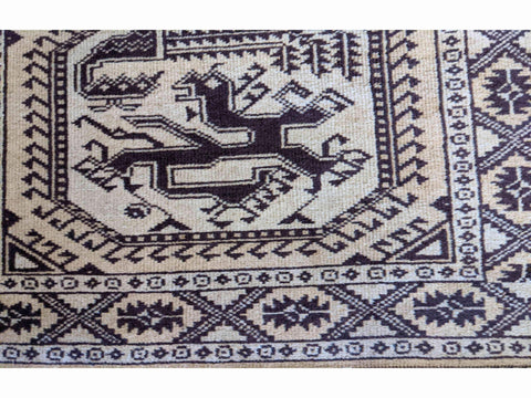 145 x 80 cm Golden Afghan White Rug - Rugoutlet