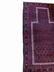 145 x 85 cm Persian Baluch Prayer Traditional Red Rug - Rugoutlet