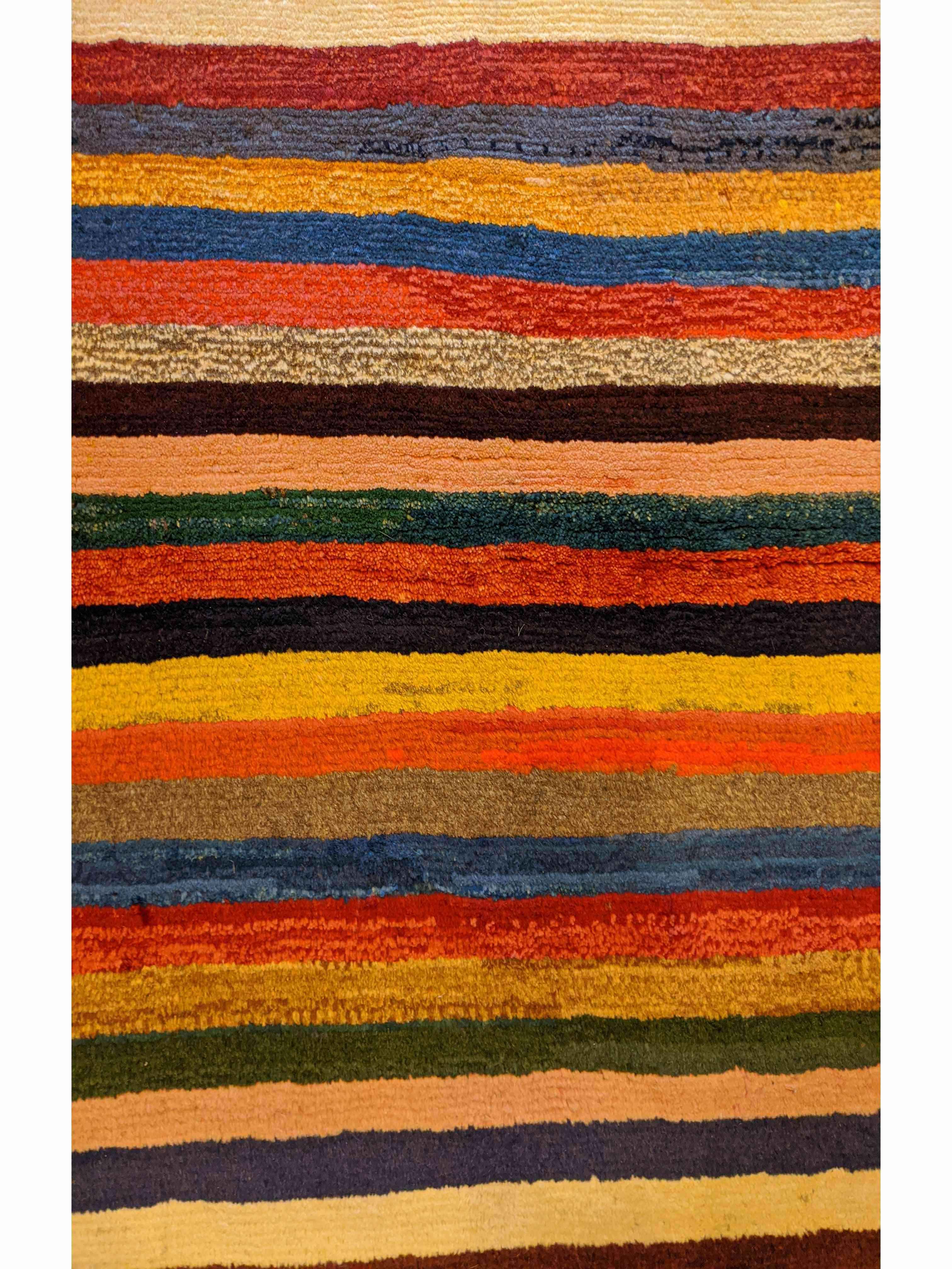 146 x 100 cm Persian Gabbeh Tribal Multi coloured Rug - Rugoutlet