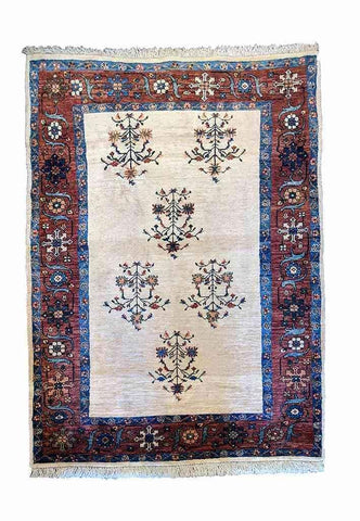 146 x 102 cm Fine Shahsavand Tribal Beige Rug - Rugoutlet