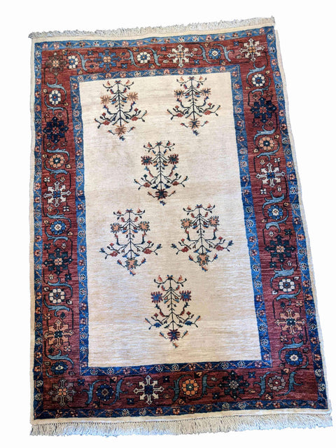 146 x 102 cm Fine Shahsavand Tribal Beige Rug - Rugoutlet