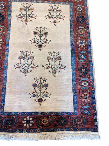 146 x 102 cm Fine Shahsavand Tribal Beige Rug - Rugoutlet