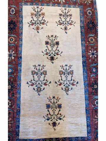 146 x 102 cm Fine Shahsavand Tribal Beige Rug - Rugoutlet