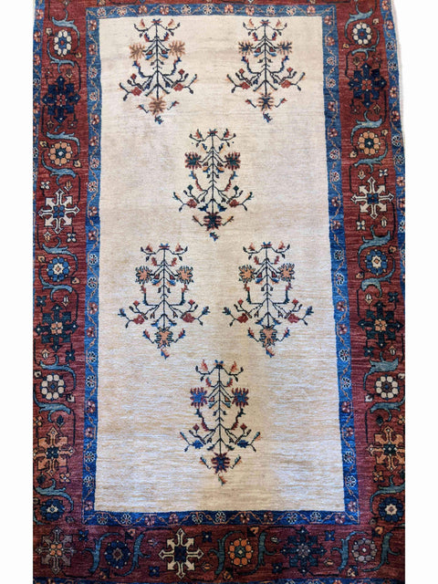 146 x 102 cm Fine Shahsavand Tribal Beige Rug - Rugoutlet