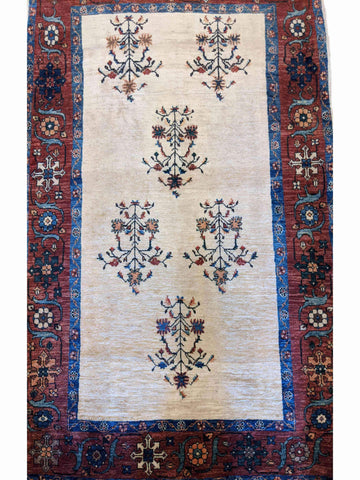 146 x 102 cm Fine Shahsavand Tribal Beige Rug - Rugoutlet
