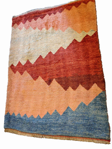146 x 112 cm Persian Gabbeh Tribal Multi coloured Rug - Rugoutlet