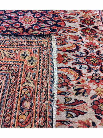 148 x 110 cm Old Persian Hamadan Geometric Beige Rug - Rugoutlet