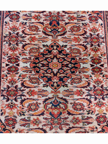 148 x 110 cm Old Persian Hamadan Geometric Beige Rug - Rugoutlet