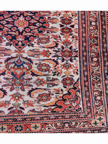 148 x 110 cm Old Persian Hamadan Geometric Beige Rug - Rugoutlet
