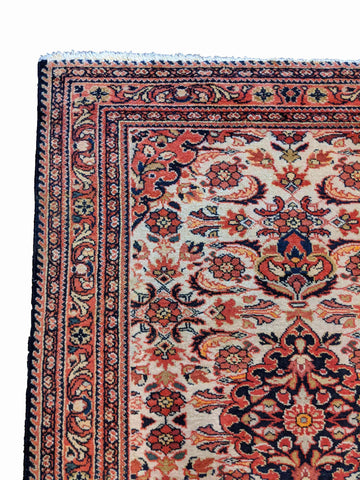 148 x 110 cm Old Persian Hamadan Geometric Beige Rug - Rugoutlet