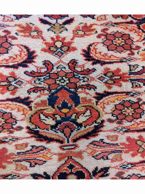 148 x 110 cm Old Persian Hamadan Geometric Beige Rug - Rugoutlet