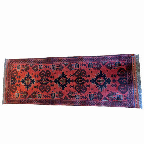 148 x 52 cm Afghan Khan Tribal Red Rug - Rugoutlet