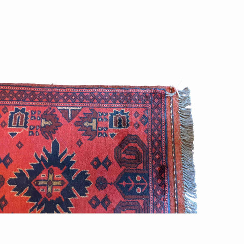 148 x 52 cm Afghan Khan Tribal Red Rug - Rugoutlet